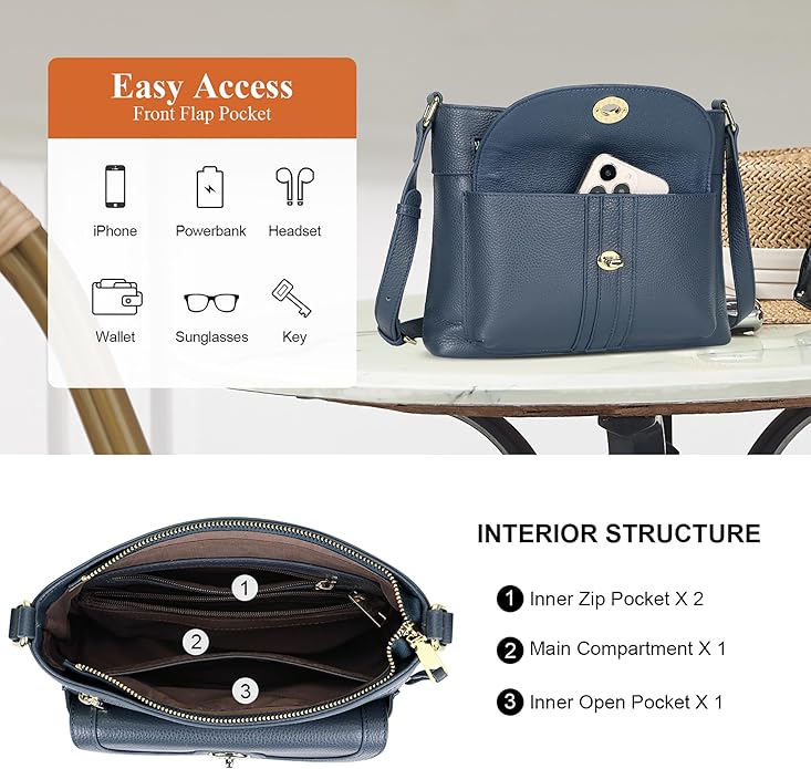 Over Earth Genuine Leather Crossbody Bags for Women Trendy Purses and Ladies Shoulder Handbags