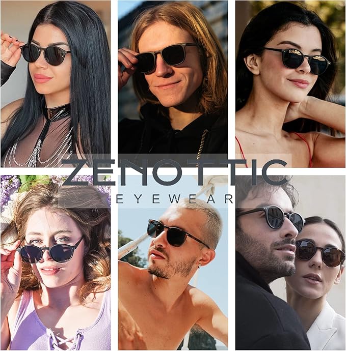 ZENOTTIC Polarized Sunglasses for Women Men: Retro Shades Round | Square Frame UV Protection 2 Pack