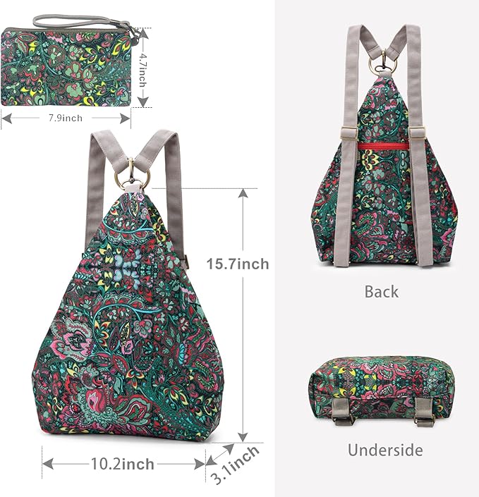 Black Butterfly Premium Backpack for Women, Bohemia Style Fashion Casual Daypack Backpack, Small Backpack Purse (03-green plus)