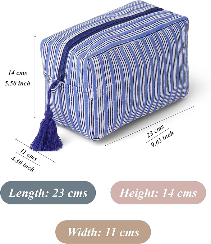 Huar Travel Makeup Bag- Large Capacity Cosmetic Bags for Women - Water Resistance Lining Portable Pouch & Open Toiletry Bag - Perfect Girls Makeup Organizer for Travel Essentials (Blue)