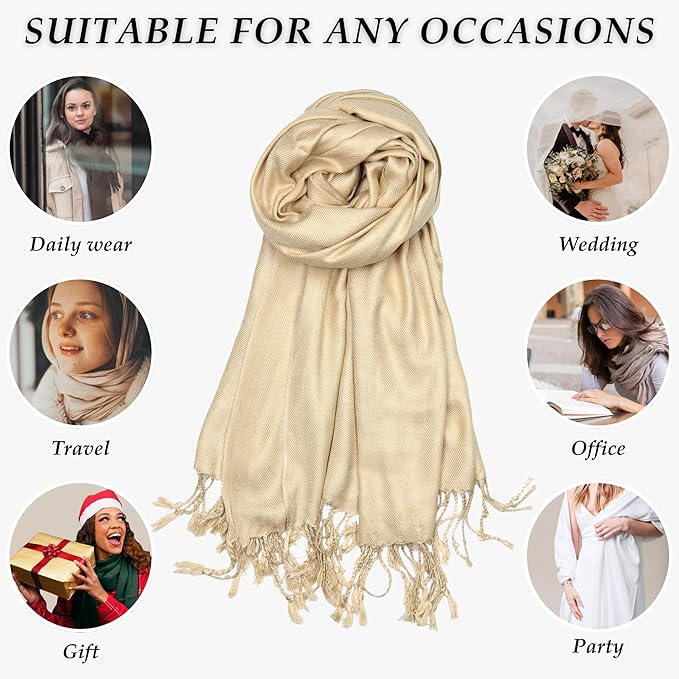 Achillea Soft Silky Pashmina Scarf for Women – Shawl Wrap for Evening Dresses, Bridesmaids, Weddings & Everyday Wear