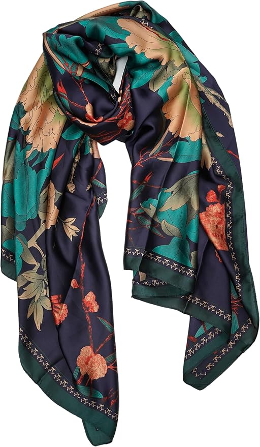 YOUR SMILE Large Mulberry Silk Feeling Long Stain Scarf Lightweight Sunscreen Shawls Wraps for Women
