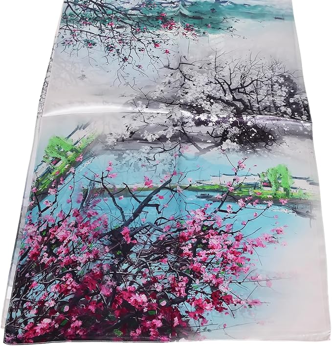 100% Mulberry Silk Scarf for Women Neck Oblong Headscarves Long Floral Print Lightweight Silk Wraps Shawls 67"*20"