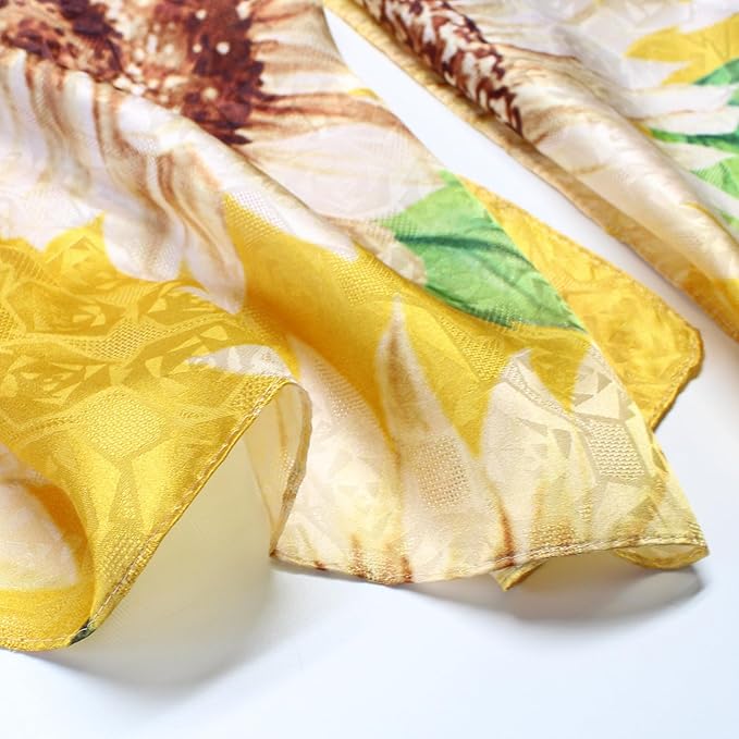 100% Mulberry Silk Scarfs for Women Floral Print Satin Long Scarf for Headscarf Hair Wraps Shawl with Gift Packed