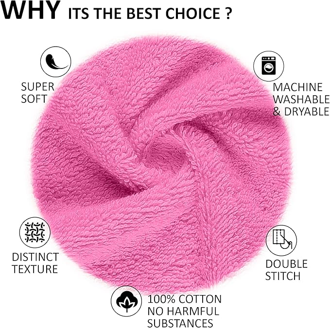 Quick-Dry, Soft & High Absorbent Hand Towels 16"x29" Cotton Turkish Hand Towel Set of 4 | Daily Use 100% Cotton Towels for Bathroom, Gym & More | Bathroom Hand Towels (4 Pcs, Pink)