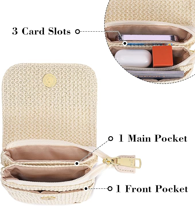 MINICAT Straw Small Summer Purses for Women Crossbody Purse Beach Bags for Everyday Cruise Travel Vacation Essentials | Straw, Small, Summer, for Everyday, Cruise, Travel, Vacation, Essentials