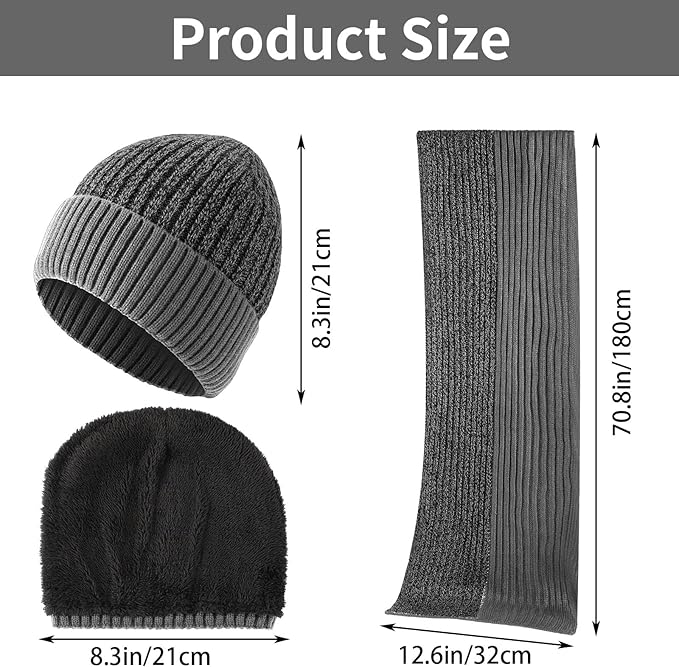 SATINIOR 6 Pcs Winter Hat Scarf Socks Touch Screen Gloves Sets Women Men Fleece Lined Knit Beanies Winter Gifts