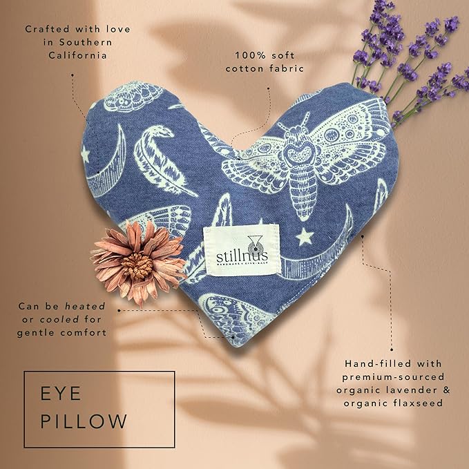 Weighted Heart Eye Pillow with Organic Lavender & Flaxseed – Relaxation Gift for Women, Meditation Tool, Mindful Rest, Cooling Eye Mask, Wellness Self-Care Kit