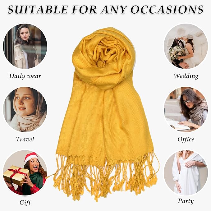 Achillea Soft Silky Pashmina Scarf for Women – Shawl Wrap for Evening Dresses, Bridesmaids, Weddings & Everyday Wear
