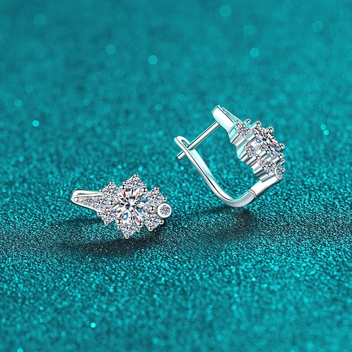 S925 Sterling Silver 0.5ct Diamond Huggies Earrings for Women,U-Shape D-Color VVS1,Perfect Minimalist Daily Jewelry