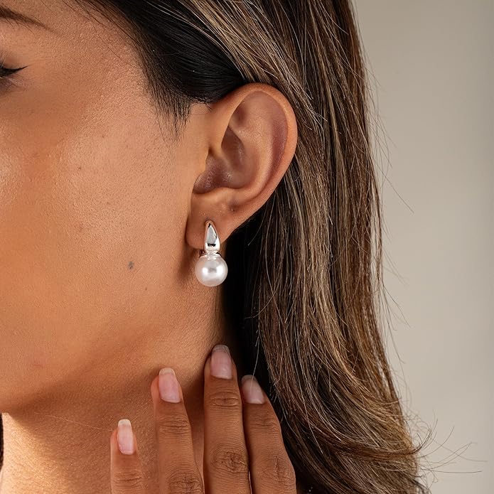 CHESKY Christmas Gifts Pearl Earrings for Women, Dainty 14K Gold Plated/Silver Plated Drop Quality Handpicked AAA+ Freshwater Cultured Round Pearls Dangle Earrings Wedding Jewelry for Women Gifts