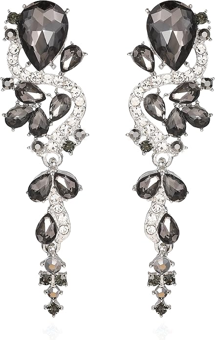 Fashion Rhinestone Statement Drop Dangle Earrings Long Colorful Crystal Bridal Wedding Teardrop Chandelier Earrings for Women Prom Pageant