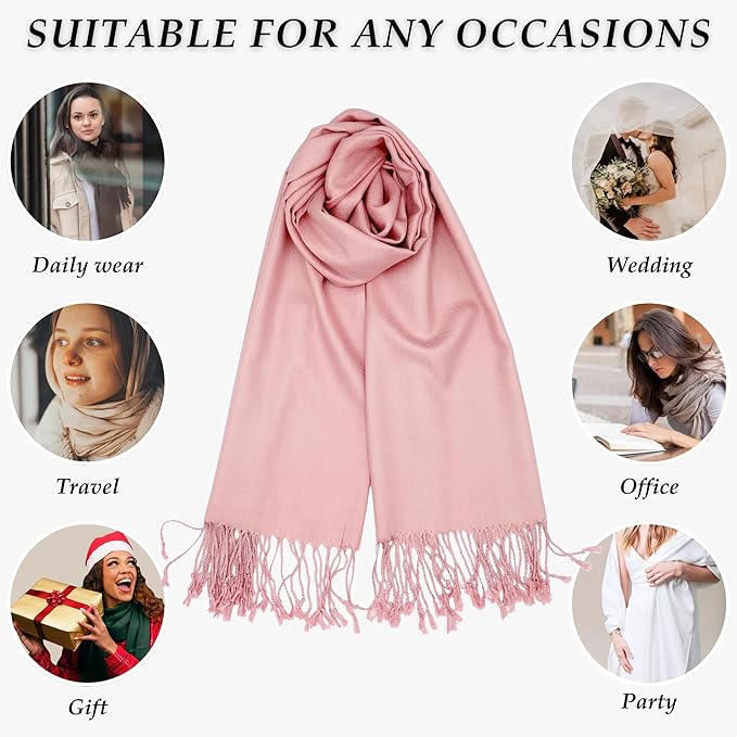 Achillea Soft Silky Pashmina Scarf for Women – Shawl Wrap for Evening Dresses, Bridesmaids, Weddings & Everyday Wear