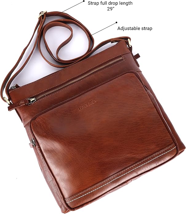 Olga Women's Extra-Large Genuine Leather Crossbody Purse – Soft Triple-Zip Shoulder Bag