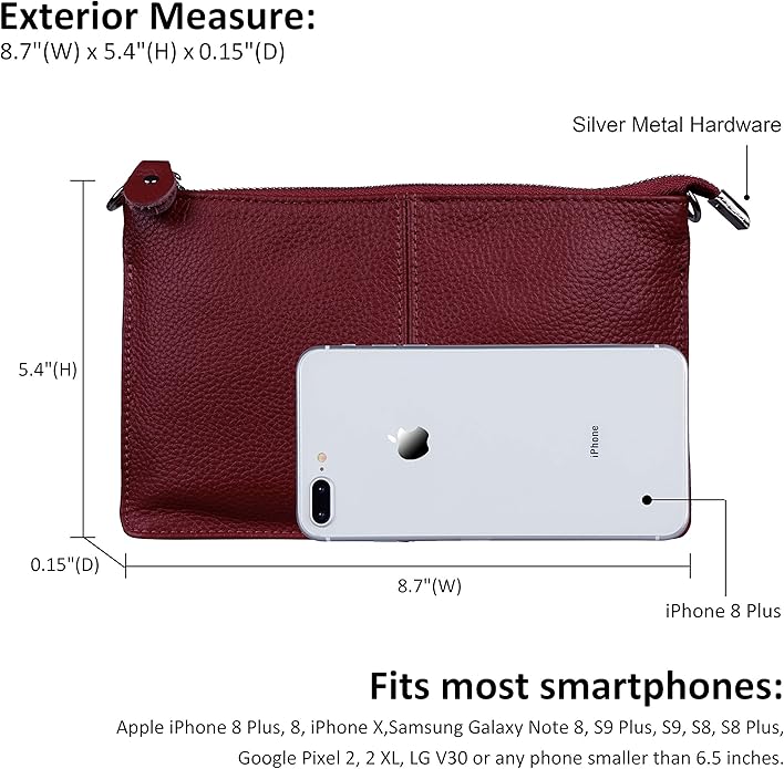 befen Genuine Leather Wristlet Clutch Wallet Purses Small Crossbody Bags for Women with RFID Blocking Card Slots