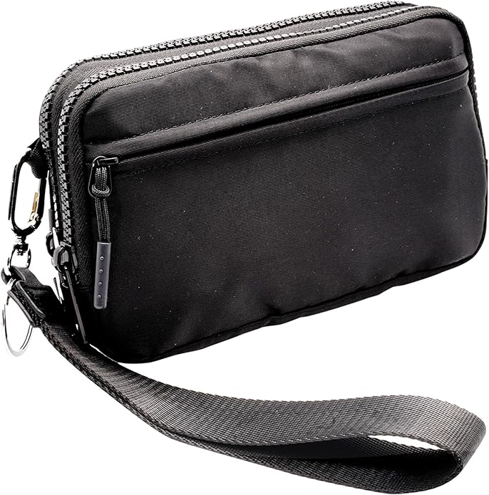 Wristlet Wallets for Women Checkered Nylon Quilted Wallet Travel Crossbody Bags with 4 Zippers Coin Card Phone Holder