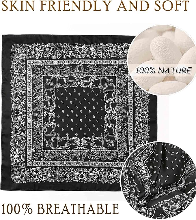 Dailyacc Hair Bandanas Scarf For Women Lightweight Fashion Neck Silk Satin Head Scarves For Sleeping Handbags Scarf
