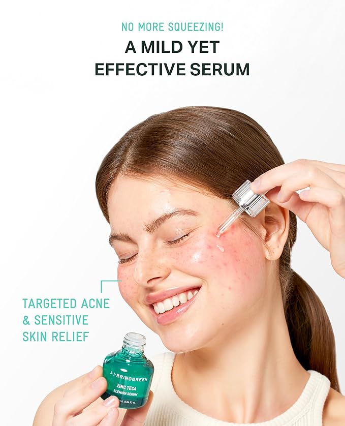BRING GREEN ZINC TECA Serum with Niacinamide | Soothing Face Serum for Sensitive Skin, Pore Minimizing & Hydrating | Korean Skincare for Breakouts & Uneven Texture