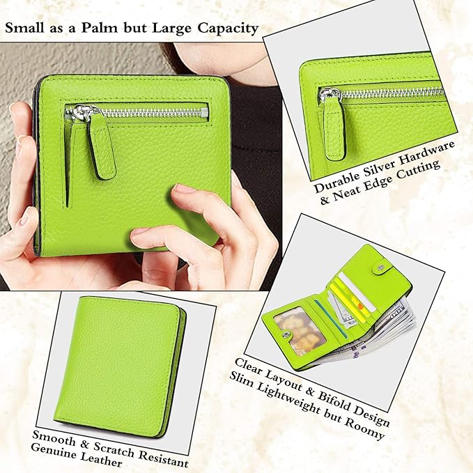 AINIMOER Small Leather Wallet for Women, Ladies Credit Card Holder RFID Blocking Women's Mini Bifold Pocket Purse