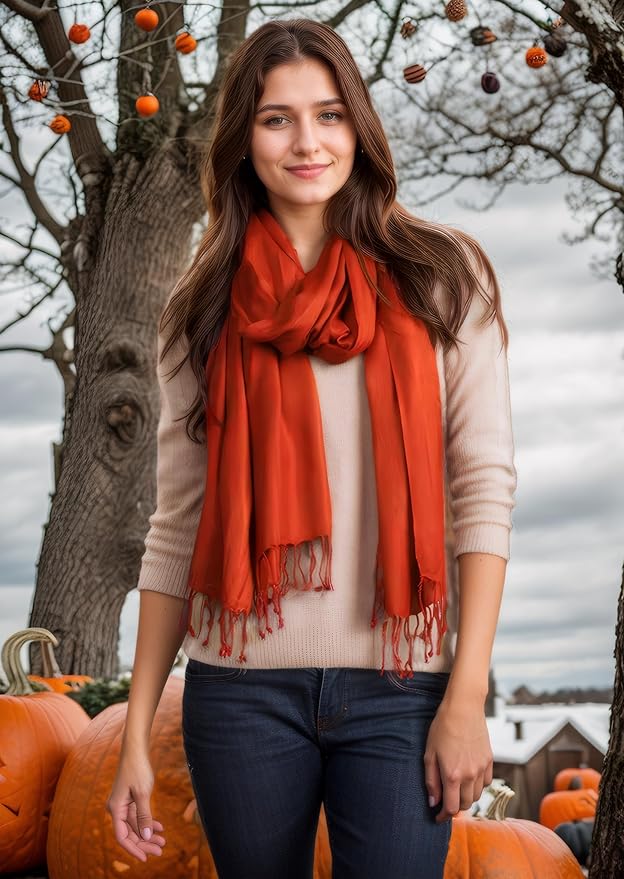 Achillea Soft Silky Pashmina Scarf for Women – Shawl Wrap for Evening Dresses, Bridesmaids, Weddings & Everyday Wear