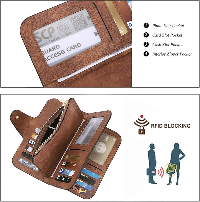 CLUCI Wallet For Women PU Leather RFID Blocking Womens Wallet Bifold Card Holder with ID Window Gifts for Women Birthday | RFID Blocking, Designer, Trifold, Card Holder, ID Window