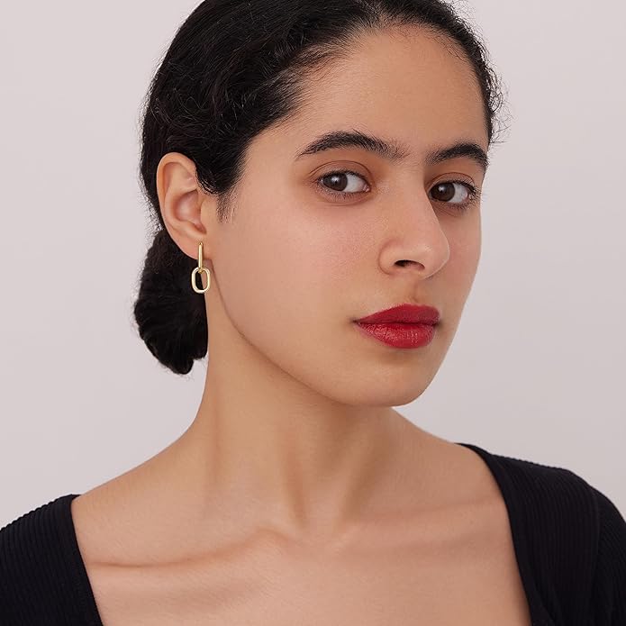 Gold Plated Statement Chunky Dangle Stud Earrings for Women, Gold Plated Hoop Knot Claw Earrings Tarnish Free Jewelry for Women Gifts