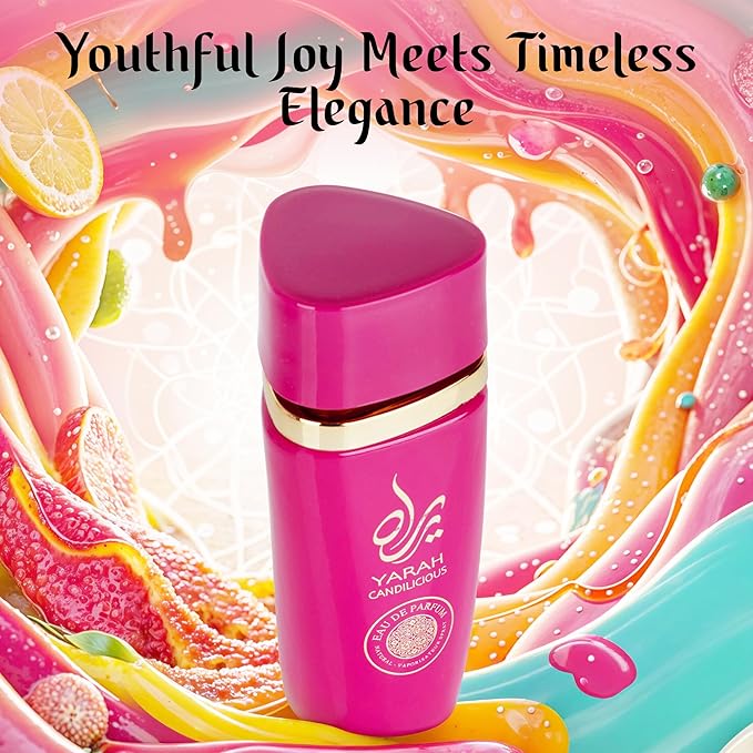 SAADAH Yarah Candilicious Eau De Parfum for Women 4.0 Fl.oz, 120ml Fruity Floral Gourmand Perfume, Sweet Strawberry Vanilla Cotton Candy, Gardenia Amber Musk, Long Lasting Luxury Fragrance