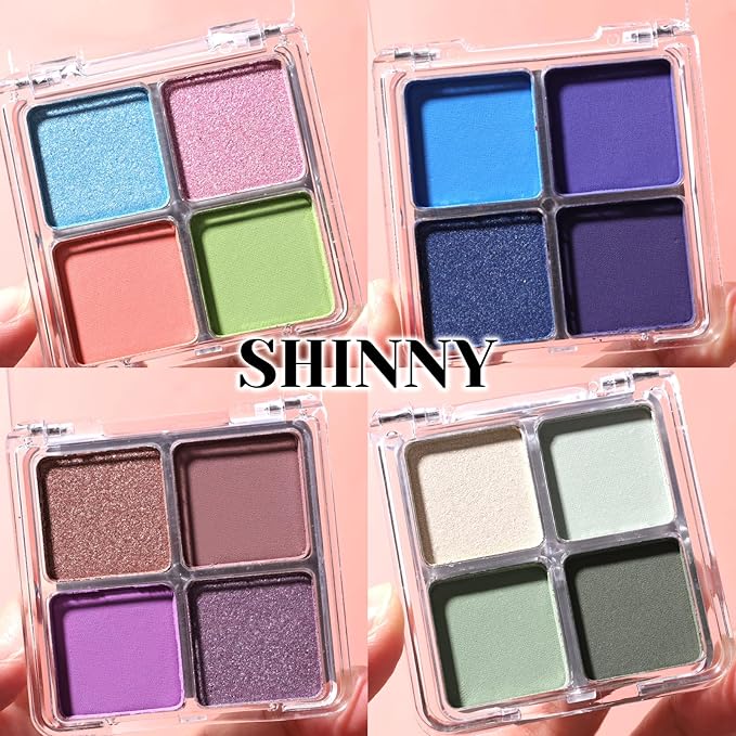 4 Colors Navy Blue Eyeshadow Makeup Palette Makeup, Blendable Long-lasting Matte Shimmer Eyeshadow Palette Eye Makeup Kit for Women Girls, paleta de sombras de ojos #2