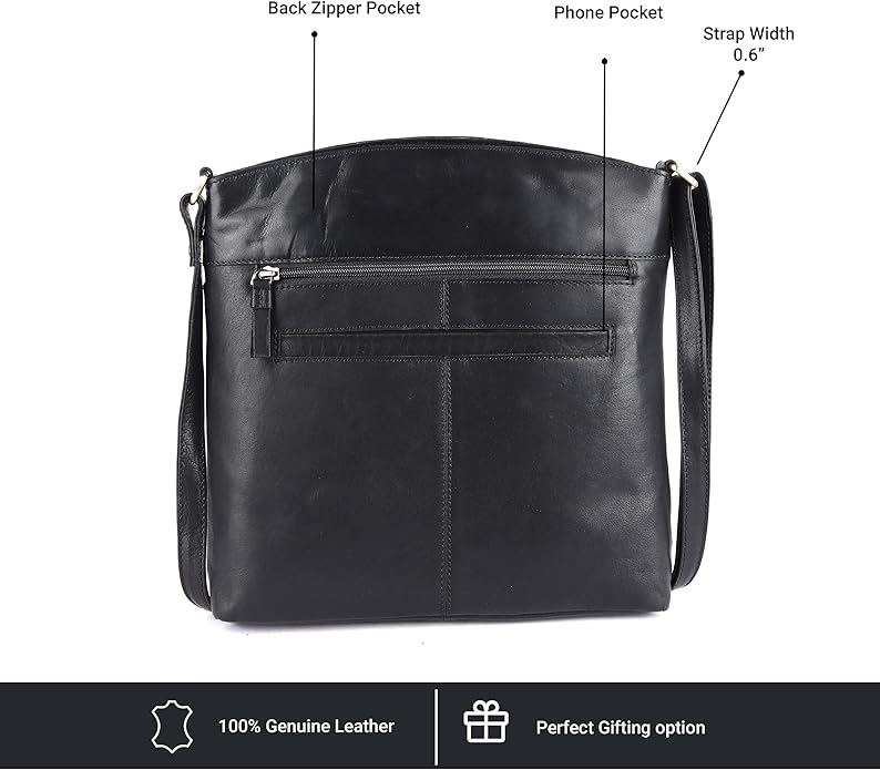 Terry Large Soft Real Leather Womens Crossbody Handbags and Purses-Triple Zip Premium Sling Crossover Shoulder Bag