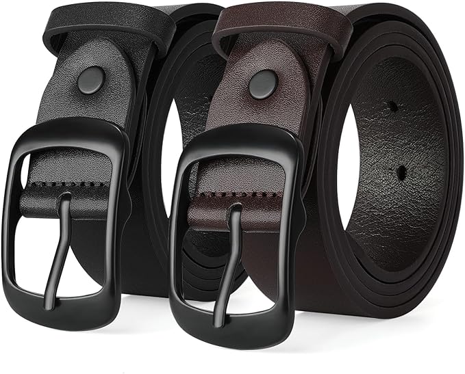 VONMELLI 2 Packs Women Leather Belts for Jeans Fashion Leather Ladies Waist Belt