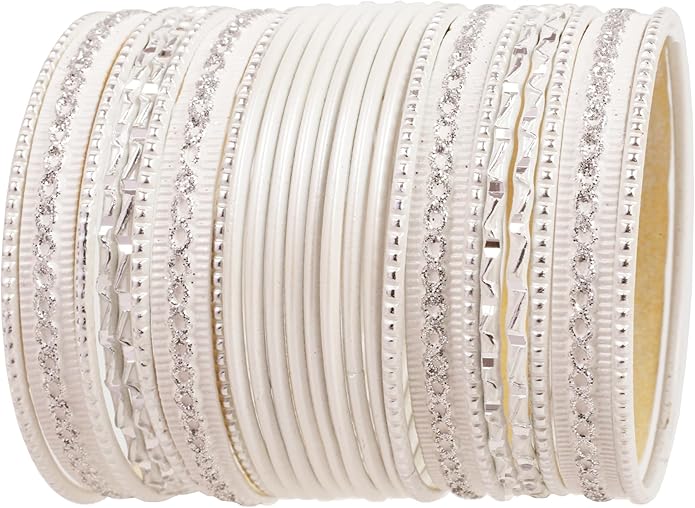 Touchstone Indian Metal Bangles for Women Gold Alloy Bracelets desi 2 Dozen Bangle Collection Bollywood Women's Jewelry Set Multi Stacking Wide Chunky Textured Golden Set of 24 in Gold or White Tone