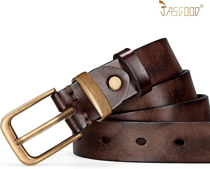 JASGOOD Women Belt Genuine leather Belt with Vintage Metal Buckle,Ladies Full Grain Leather Belt for Jeans Pants