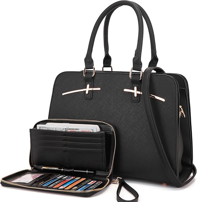 Purses for Women Handbag Wallet Tote Shoulder Hobo Bag Top Handle Satchel Purse Set 2pcs with 3 Compartments