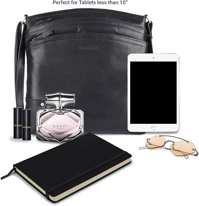 Terry Large Soft Real Leather Womens Crossbody Handbags and Purses-Triple Zip Premium Sling Crossover Shoulder Bag