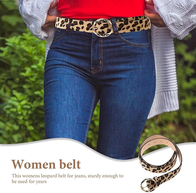 Leopard Belts for Jeans Pants Dress, Genuine Leather Belts, Vintage Chic Waist Belts for Women Men