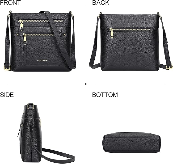 Over Earth Crossbody Bags for Women Leather Purses for Ladies with Multiple Pockets