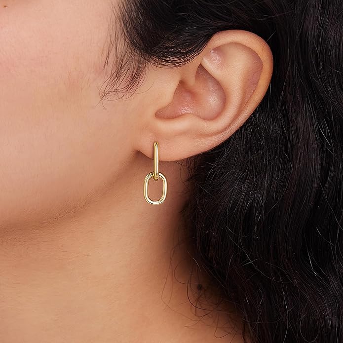 Gold Plated Statement Chunky Dangle Stud Earrings for Women, Gold Plated Hoop Knot Claw Earrings Tarnish Free Jewelry for Women Gifts