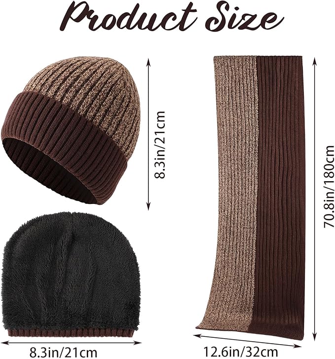 SATINIOR 6 Pcs Winter Hat Scarf Socks Touch Screen Gloves Sets Women Men Fleece Lined Knit Beanies Winter Gifts