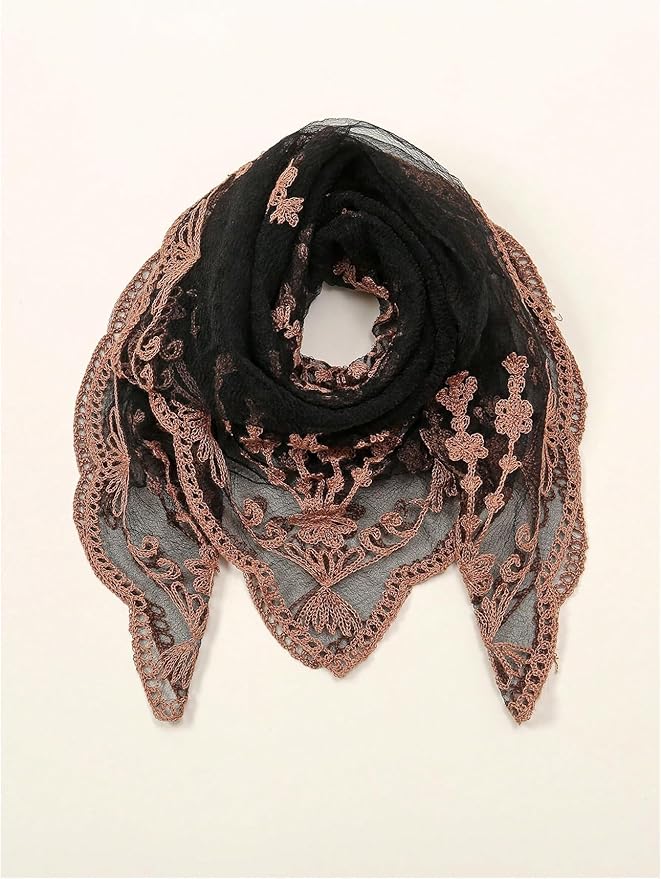 Floerns Women's Flower Embroidery Hair Scarf Headband Sheer Lace Hair Bandana