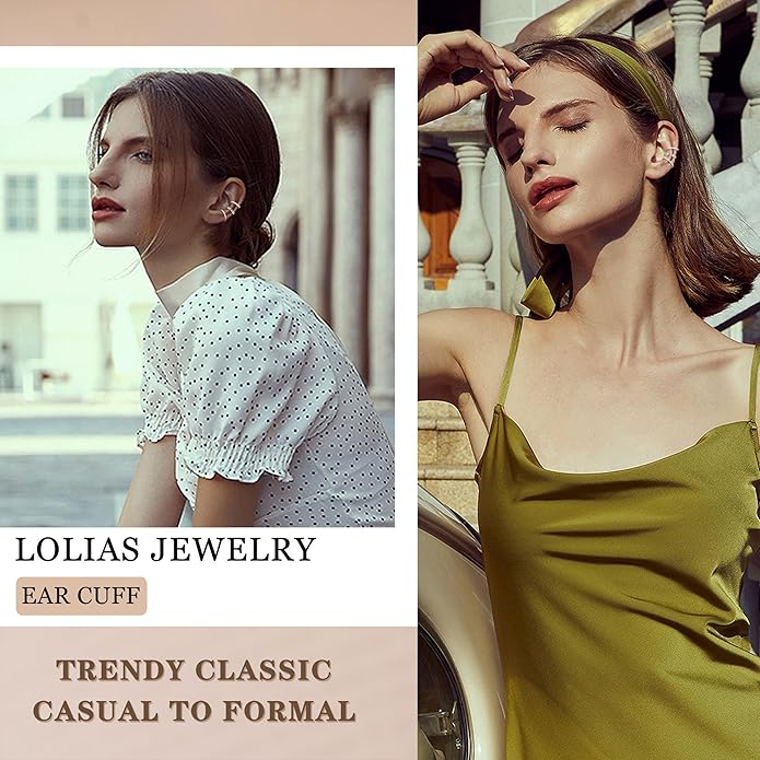 LOLIAS 𝐄𝐚𝐫 𝐂𝐮𝐟𝐟 𝐄𝐚𝐫𝐫𝐢𝐧𝐠𝐬 for Women Non Piercing Gold Plated Ear Cuffs 𝟏𝟒𝐊 𝐆𝐨𝐥𝐝 𝐏𝐥𝐚𝐭𝐞𝐝 Ear Cuff for Non Pierced Ears Clip on Cartilage Earring 𝐅𝐚𝐤𝐞 𝐄𝐚𝐫𝐫𝐢𝐧𝐠𝐬 Lightweight