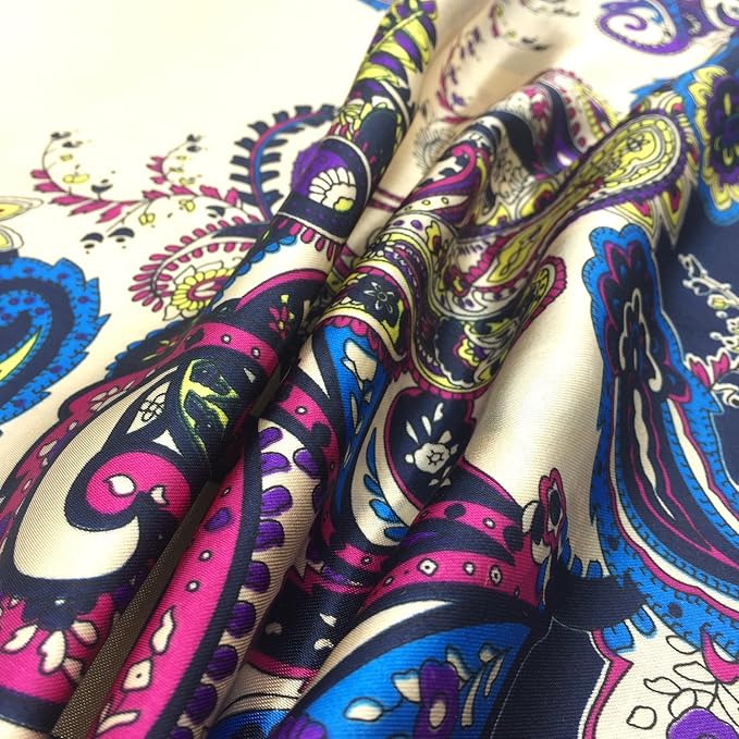 YOUR SMILE Silk Like Scarf Women's Fashion Pattern Large Square Satin Headscarf Headdress