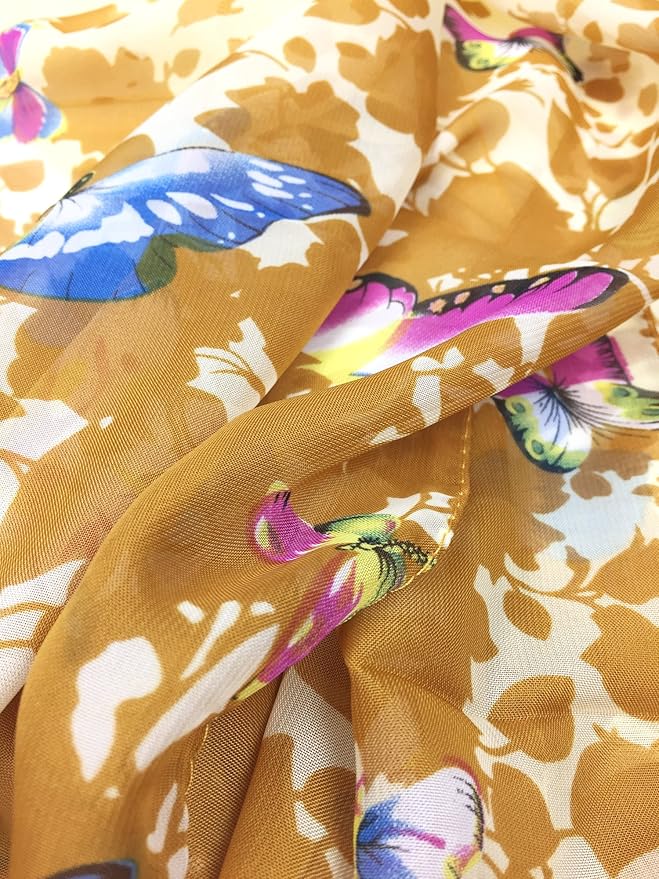 YOUR SMILE Ladies/Women's Lightweight Floral Print/Solid Color mixture Shawl Scarf For Spring Summer season