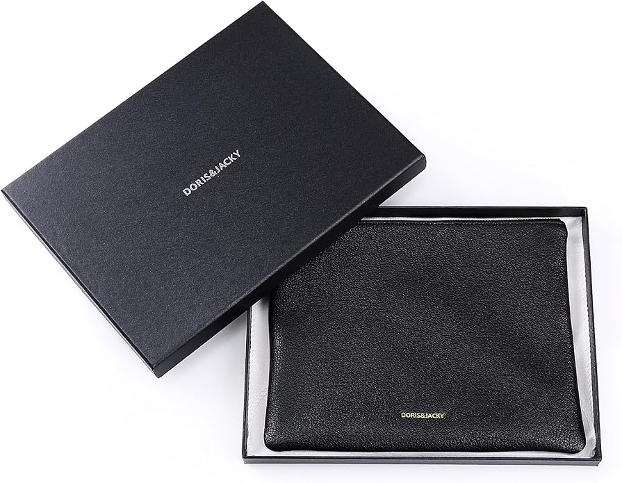 DORIS&JACKY Lambskin Leather Wristlet Clutch Purse for Women Soft Designer Slim Cell Phone Pouch Bag with Detachable Strap