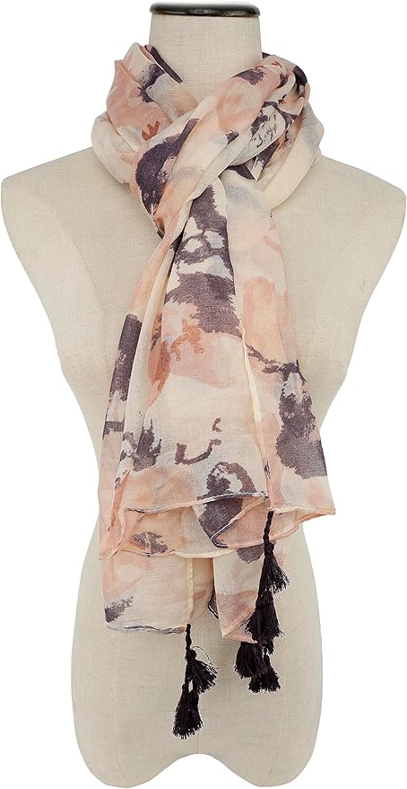 YOUR SMILE Large Boho Scarf for Women Lightweight Floral Printed Scarves Fall Winter Fashion Fringed Shawl wraps