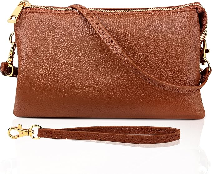 Vegan Leather Wristlet Purse for Women - Small Clutch Purse with Shoulder and Wrist Straps