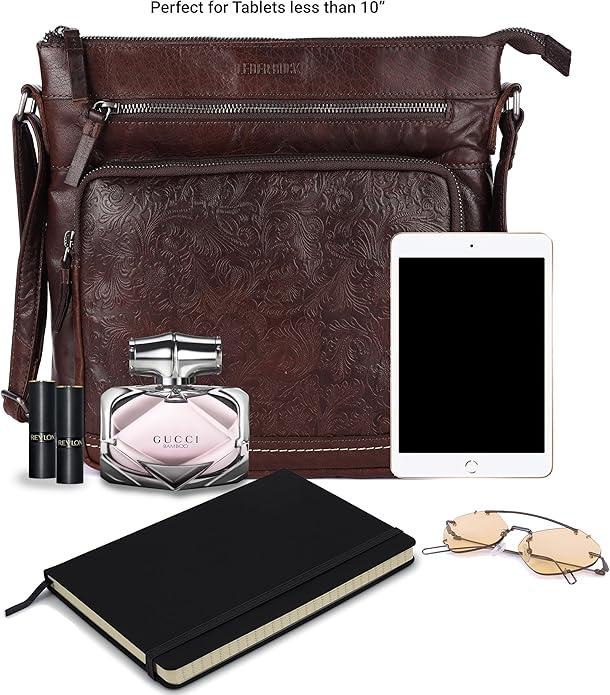 Olga Women's Extra-Large Genuine Leather Crossbody Purse – Soft Triple-Zip Shoulder Bag