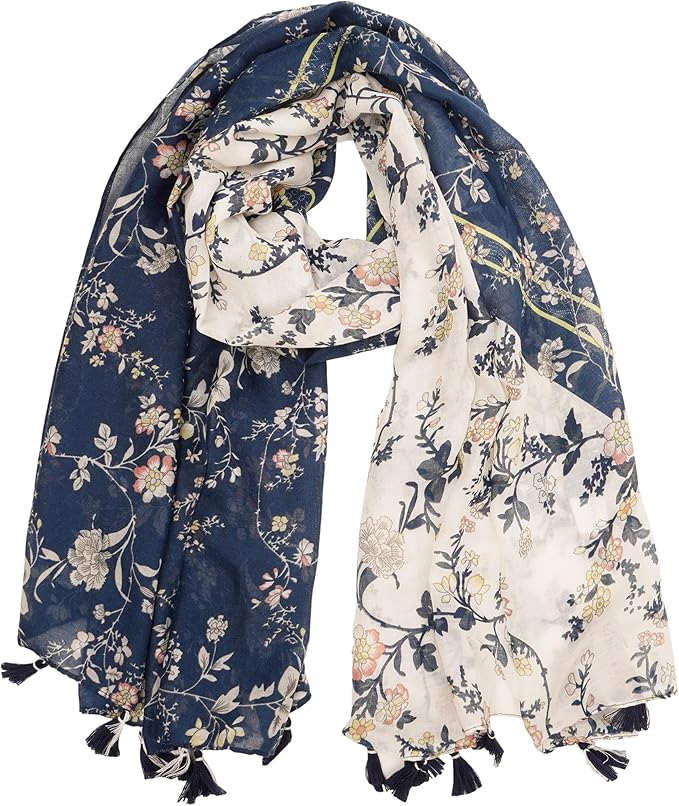 YOUR SMILE Large Boho Scarf for Women Lightweight Floral Printed Scarves Fall Winter Fashion Fringed Shawl wraps
