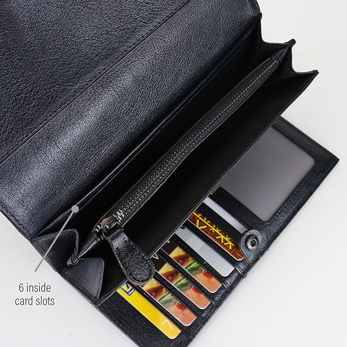 Wallets for Women Large Capacity Leather Clutch Wallet Card Organizer Women's Purse