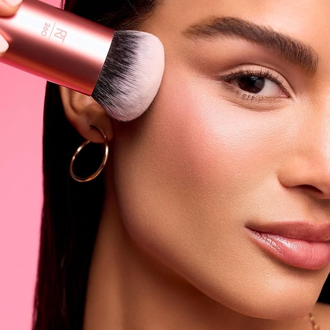 Real Techniques Bubble Blending Makeup Brush, Multipurpose Foundation Brush For Liquid, Cream, & Powder Products, Unique Round Brush Head, Synthetic Bristles, Vegan & Cruelty Free, 1 Count