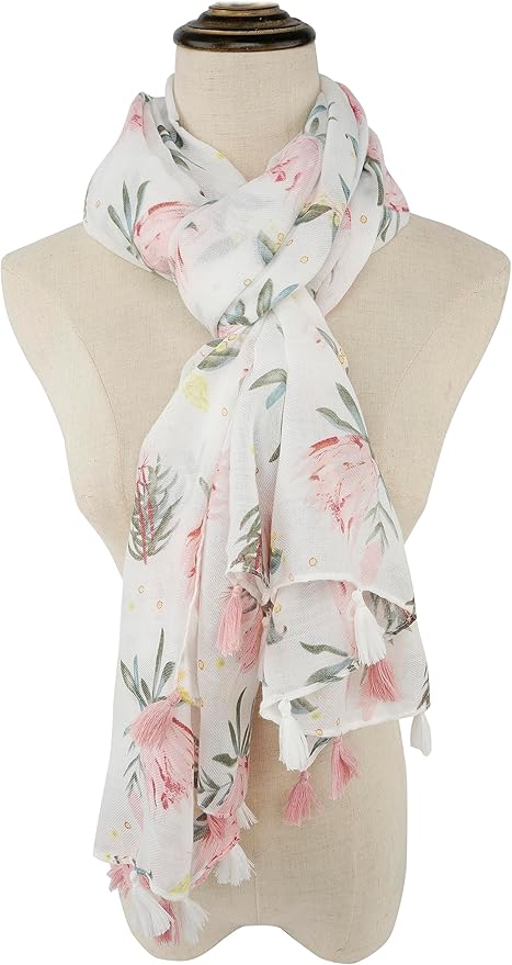 YOUR SMILE Large Boho Scarf for Women Lightweight Floral Printed Scarves Fall Winter Fashion Fringed Shawl wraps